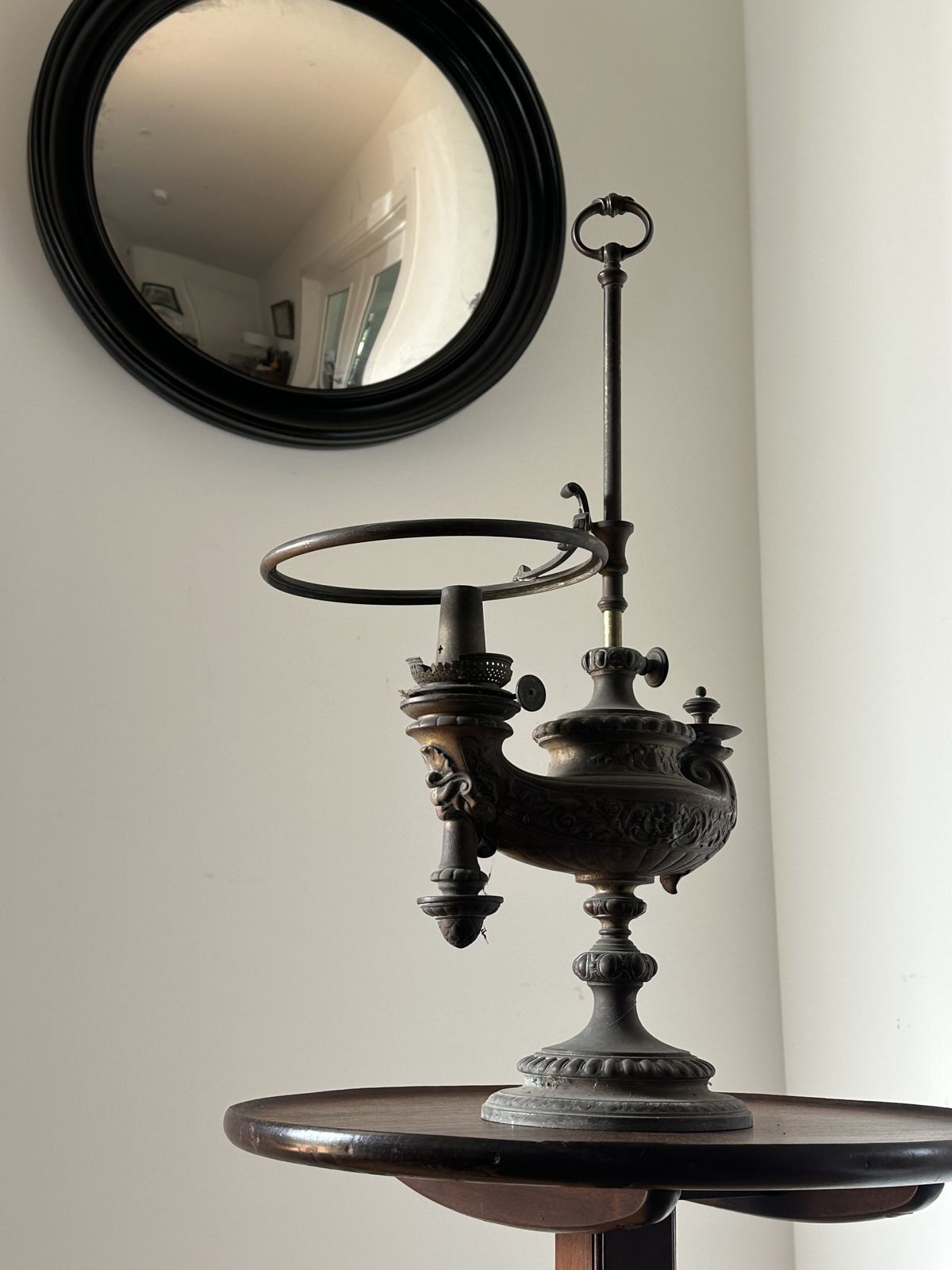 A Late 19th Century Brass 'Harvard Student's Oil Lamp' By Wild And Wessel, Berlin photo furniture