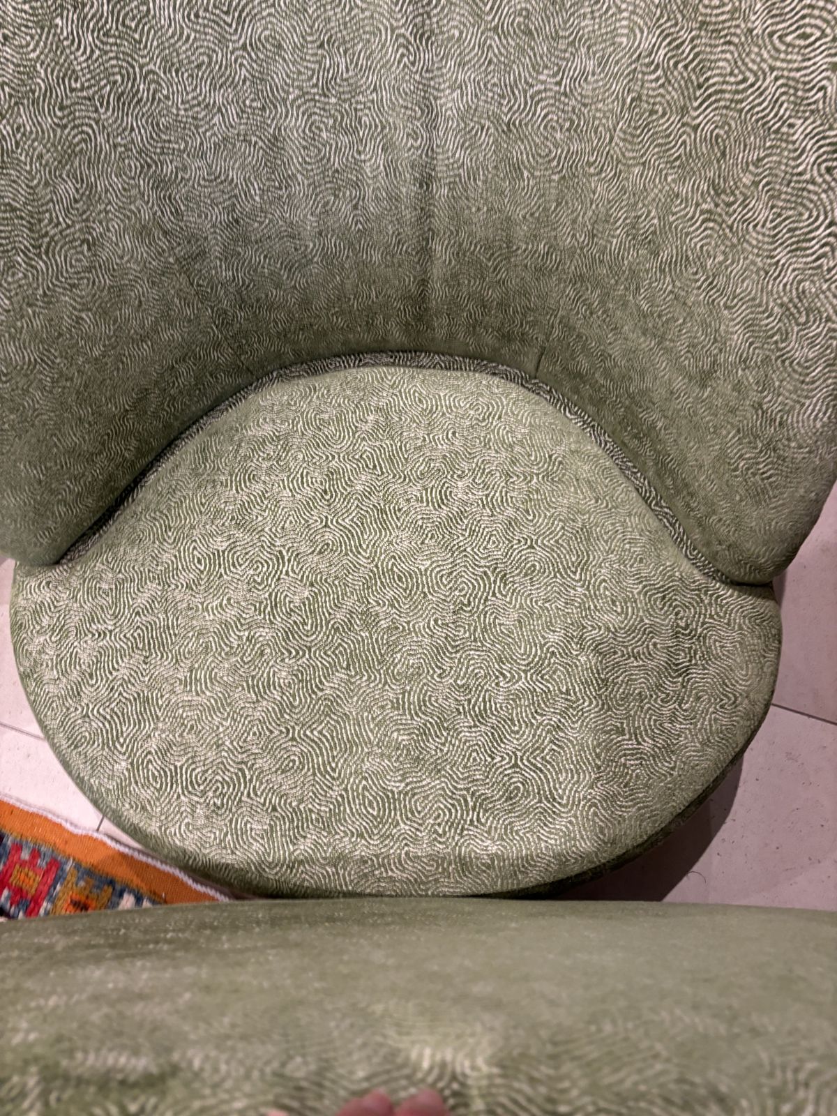 Matching Pair Green Upholstered Swivel Tub Armchairs photo 650.0