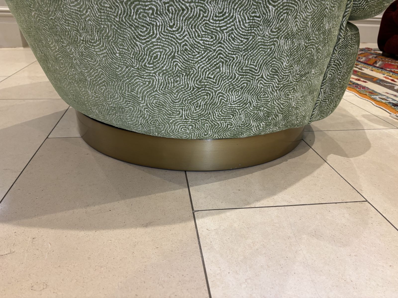 Matching Pair Green Upholstered Swivel Tub Armchairs photo vintage