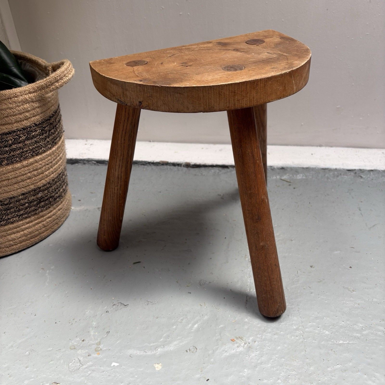Vintage French Demi Lune Tripod Leg Milking Stool Plant Stand photo 55.0