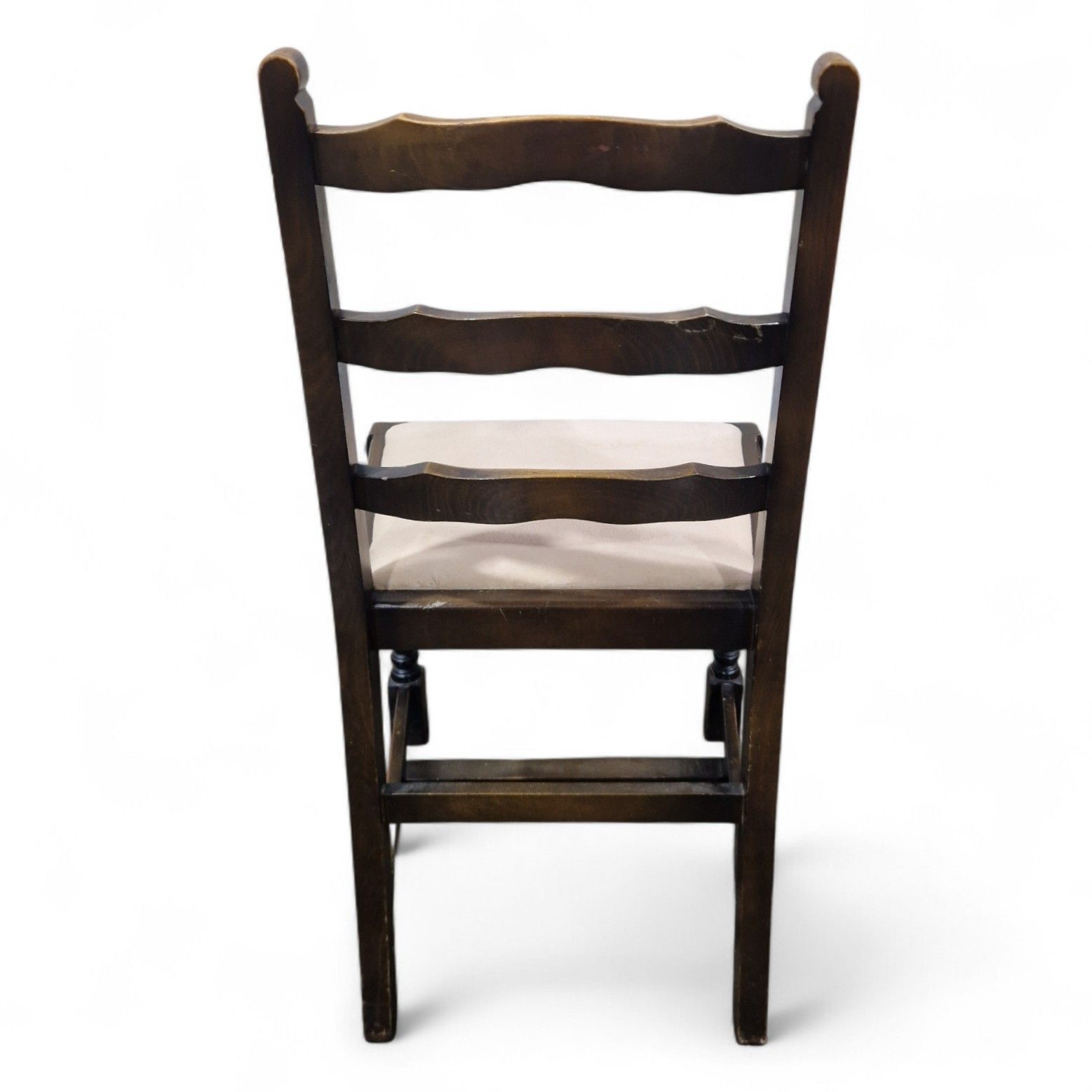 Set 4 Oak Farmhouse Dining Chairs Ladder Back Rustic Country Kitchen Chairs photo buy