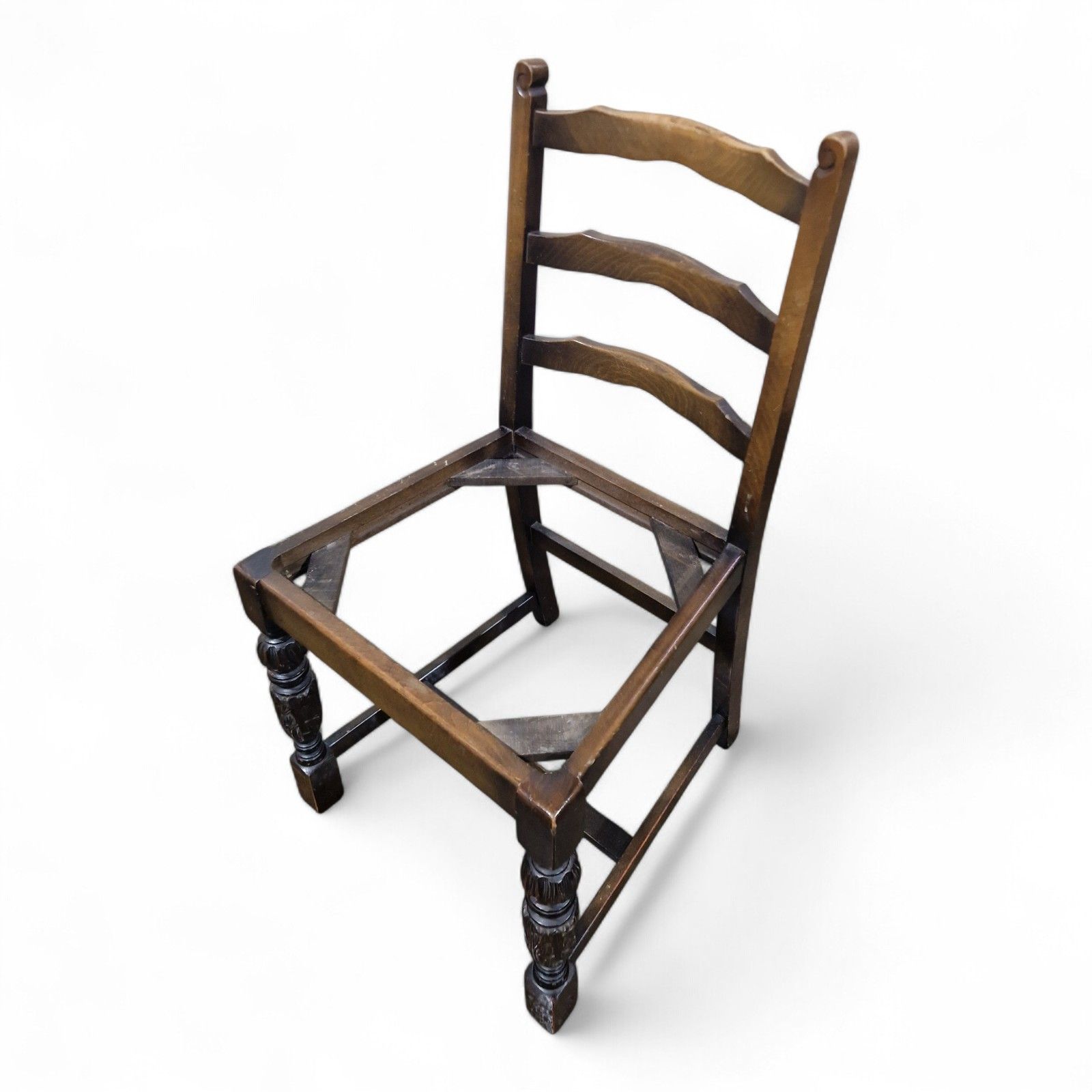 photo furniture Set 4 Oak Farmhouse Dining Chairs Ladder Back Rustic Country Kitchen Chairs