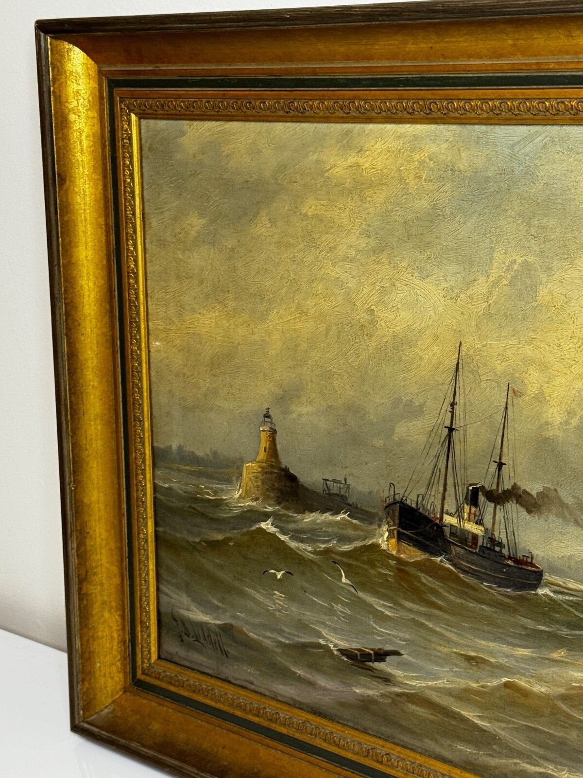 19th Century Marine Oil Painting Leaving The Tyne Signed By  John Davison Liddell C1890 photo Art