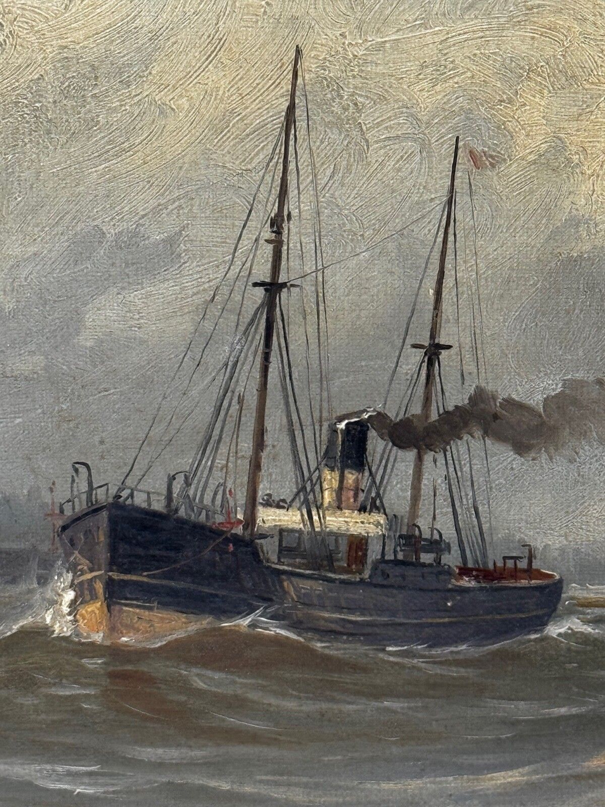 Art 19th Century Marine Oil Painting Leaving The Tyne Signed By  John Davison Liddell C1890 photo