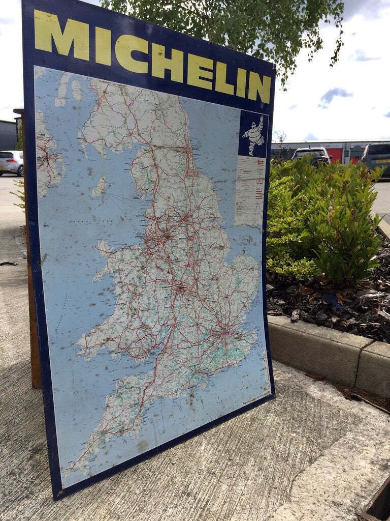 Vintage Advertising   Wall Hanging Tin Michelin Road Map Of Great Britain Sign photo vinterior