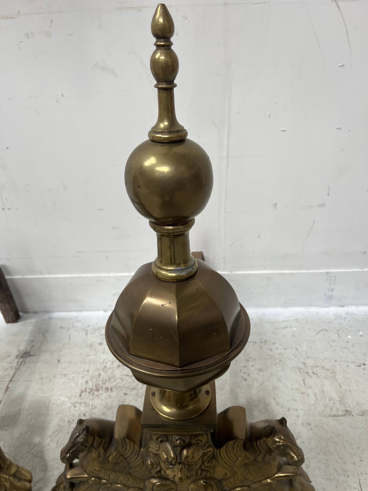 photo buy Important Pair Of 20th Century Brass Log Andirons