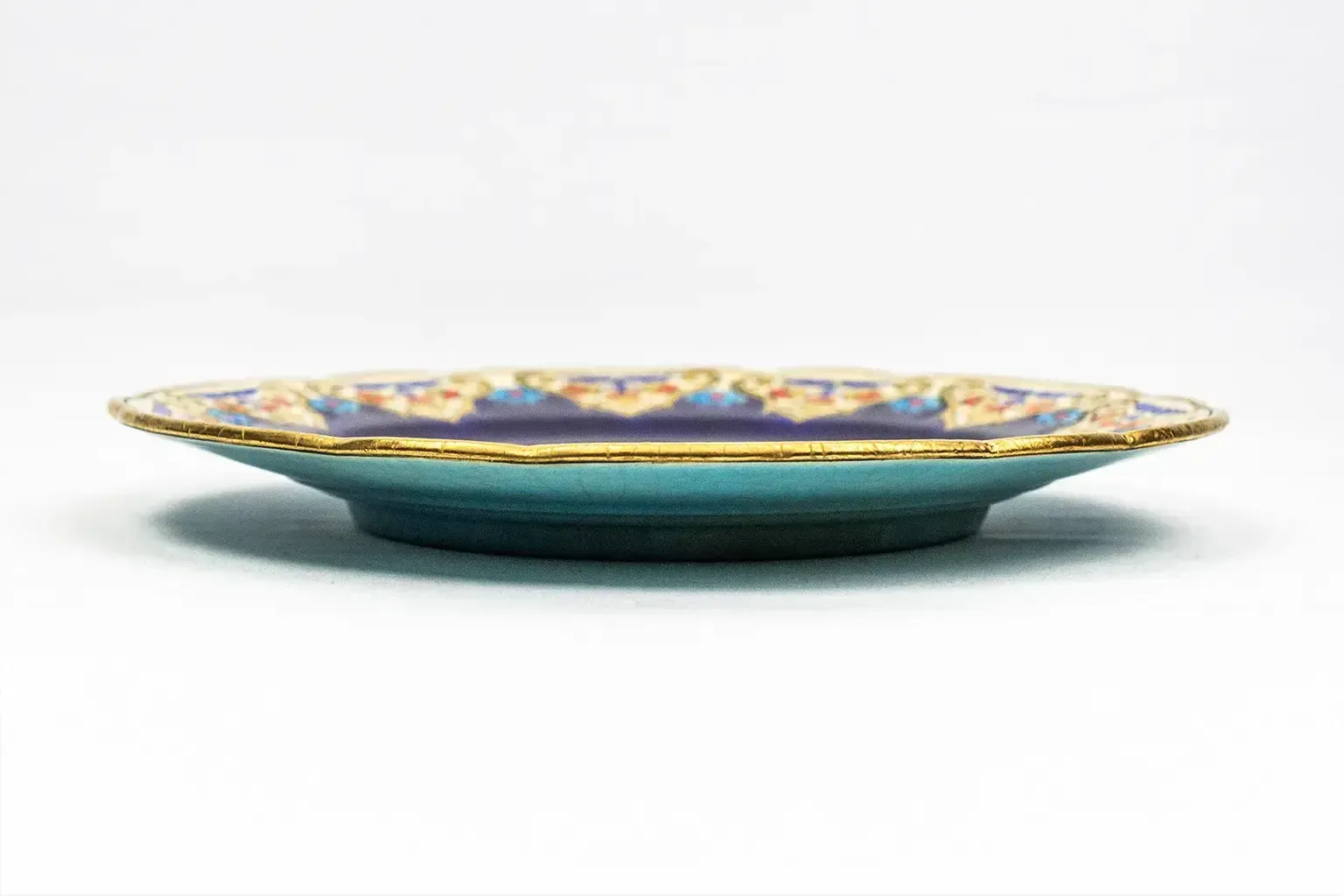 "Renaissance" Bord, Polychroom Bloemendecor Op Sèvresblauw Fond, Verguld, Ontwerp Van Mp Chevallier photo Woonaccessoires