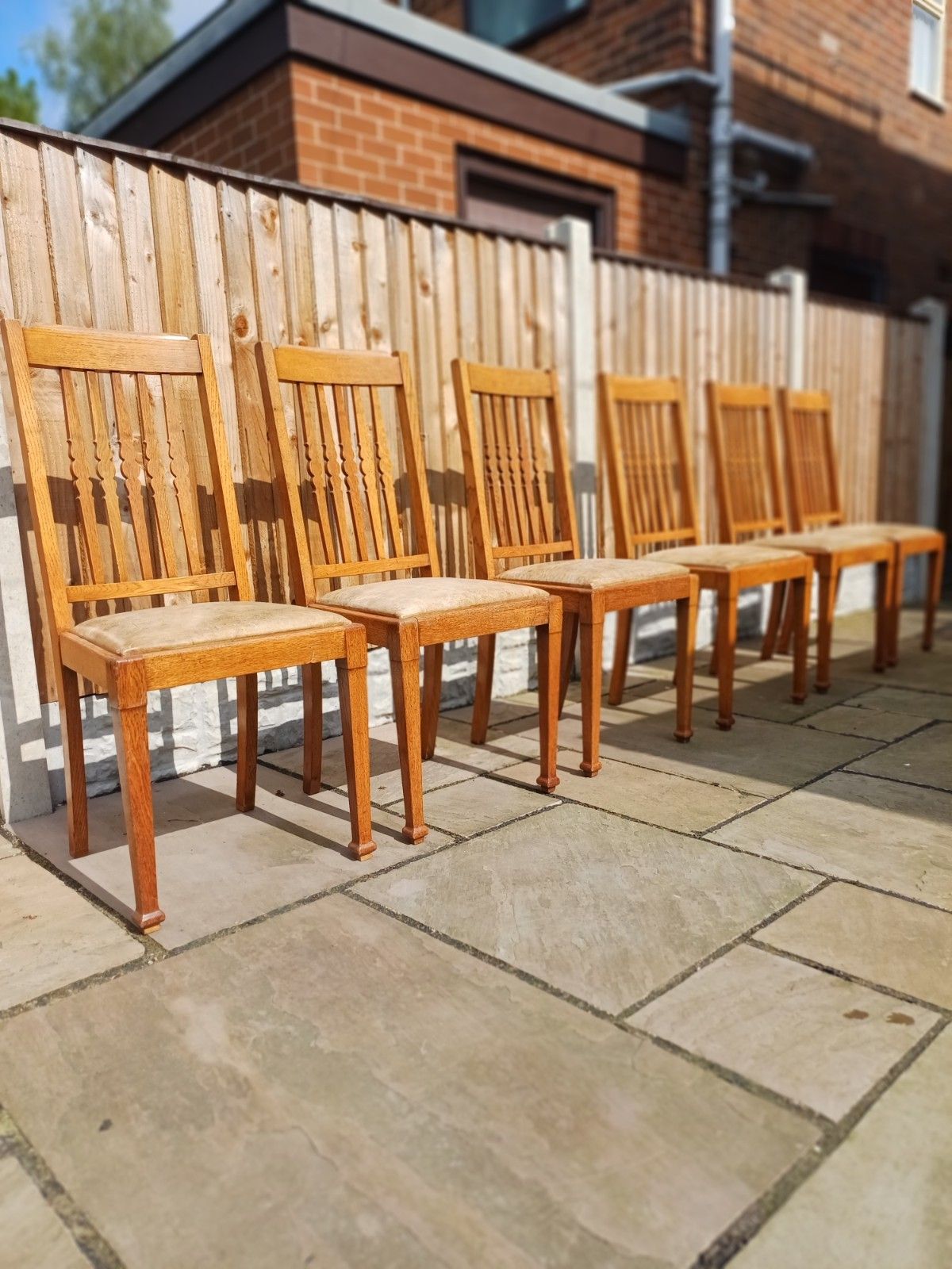 Shapland And Petter Oak Dining Chairs X 6 Arts And Crafts Period Stamped photo Furniture