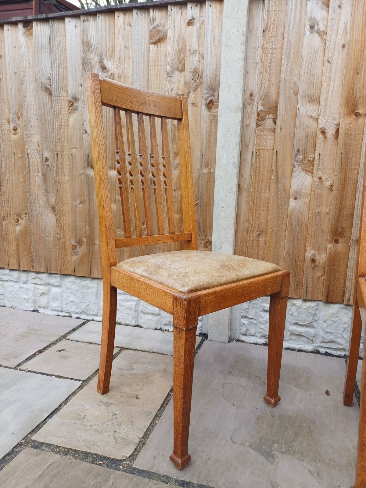 Shapland And Petter Oak Dining Chairs X 6 Arts And Crafts Period Stamped photo vinterior