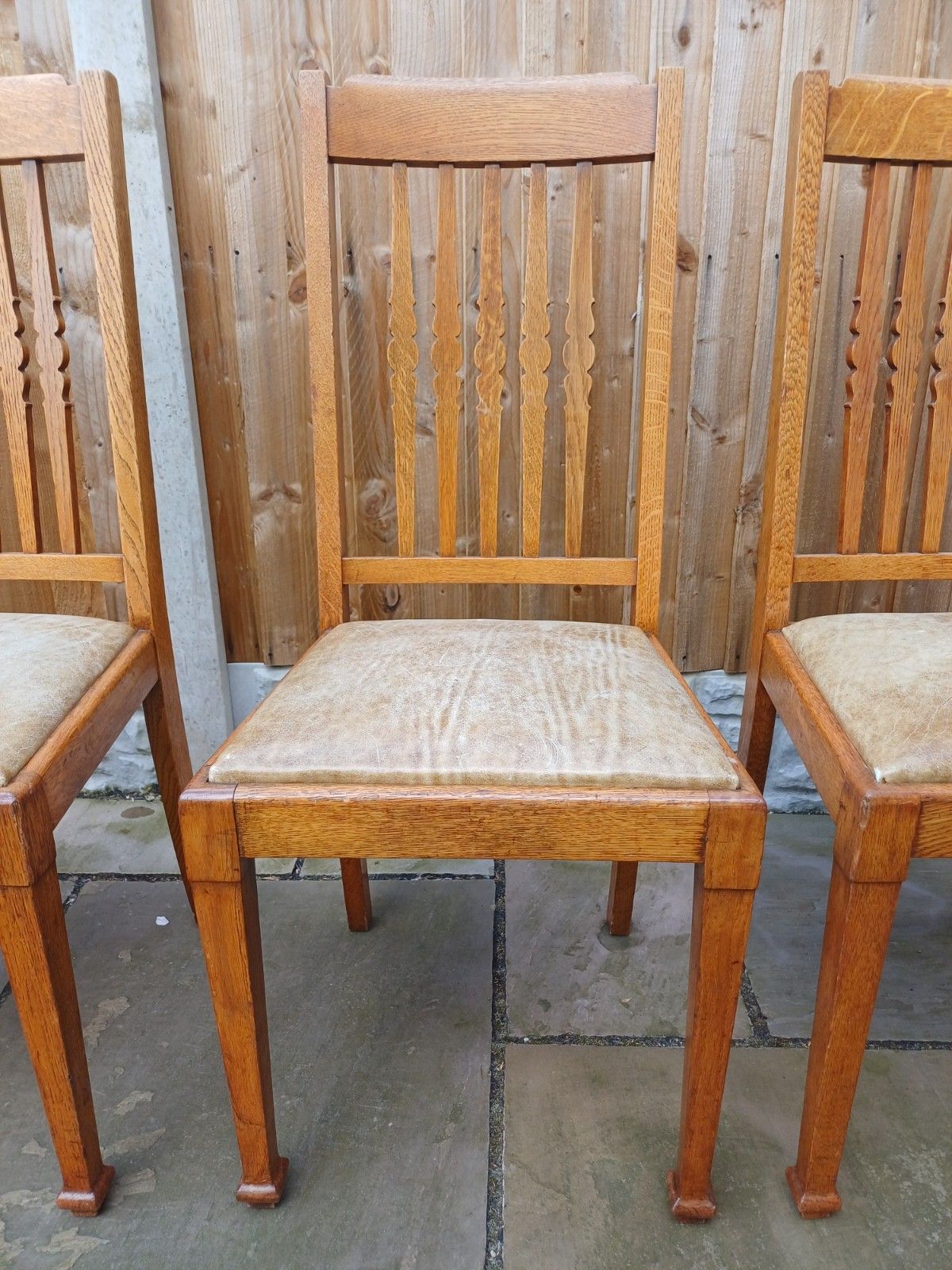 Furniture Shapland And Petter Oak Dining Chairs X 6 Arts And Crafts Period Stamped photo