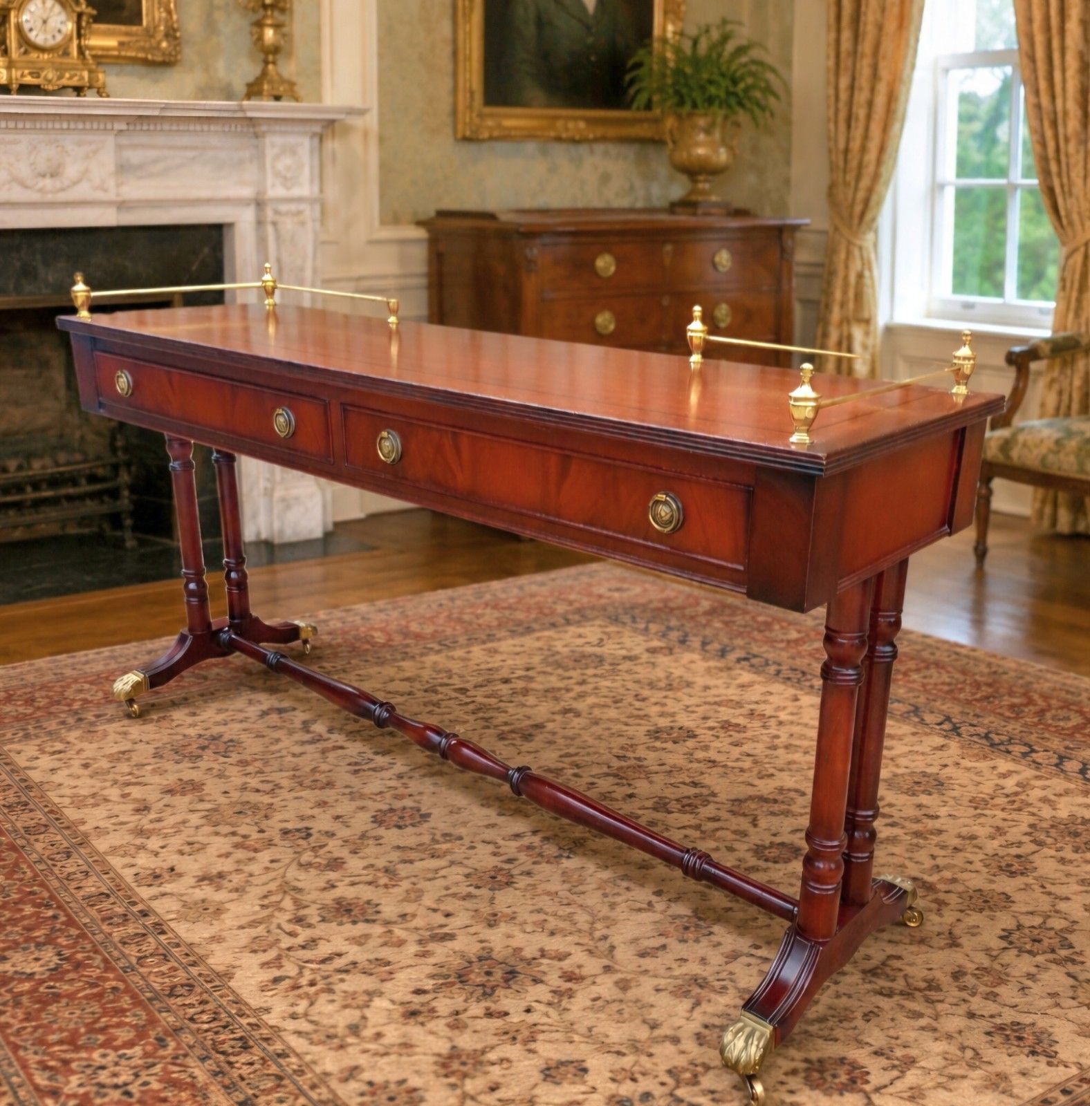 High Quality Vintage Campaign Style Console Table Desk By Shaw Of  London