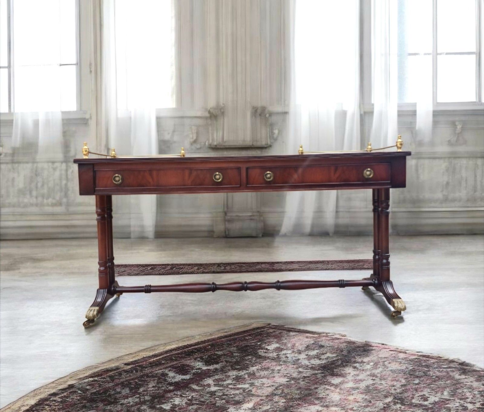 High Quality Vintage Campaign Style Console Table Desk By Shaw Of  London photo for sale