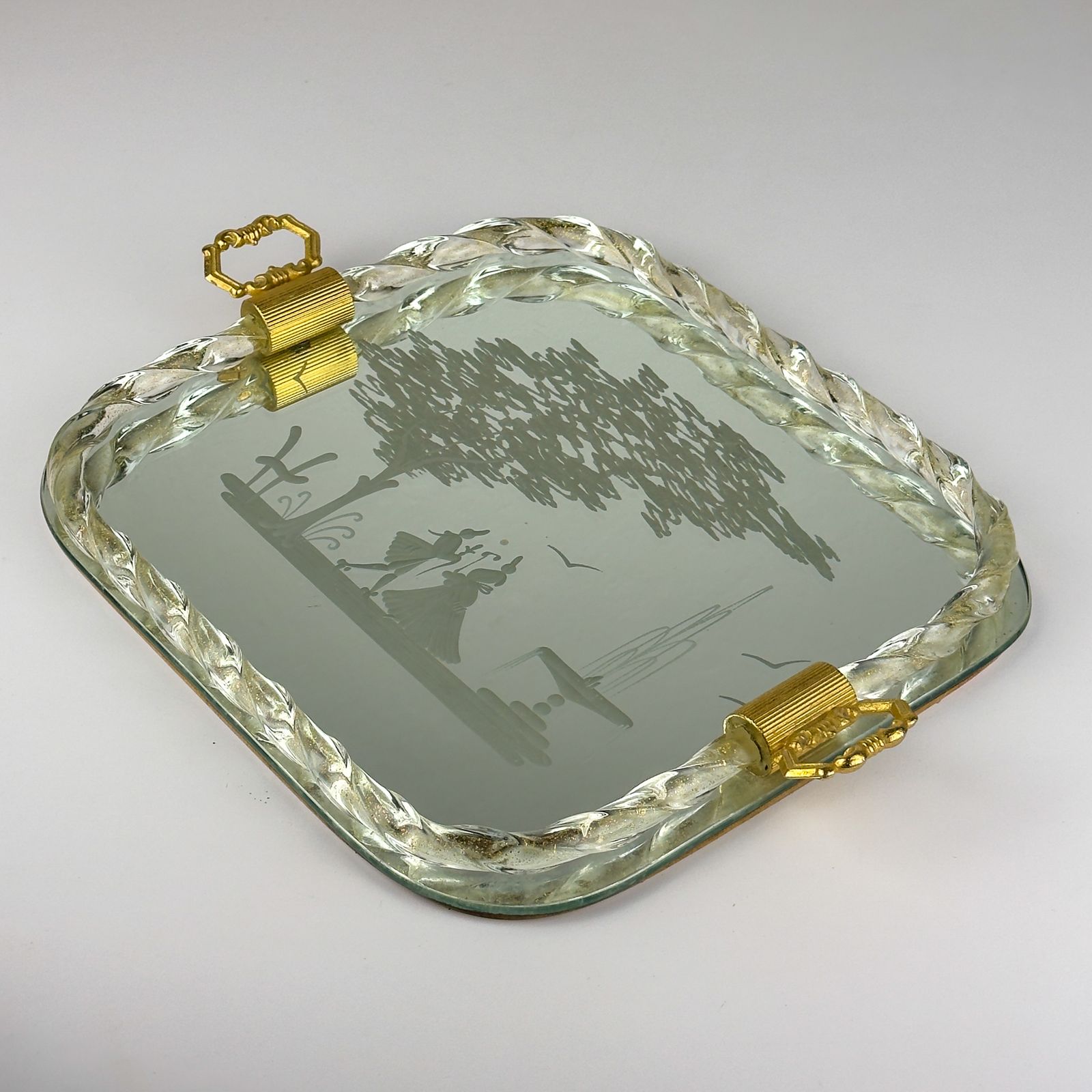 Vintage Venetian Murano glazen dienblad, Italië, ca. jaren 1950