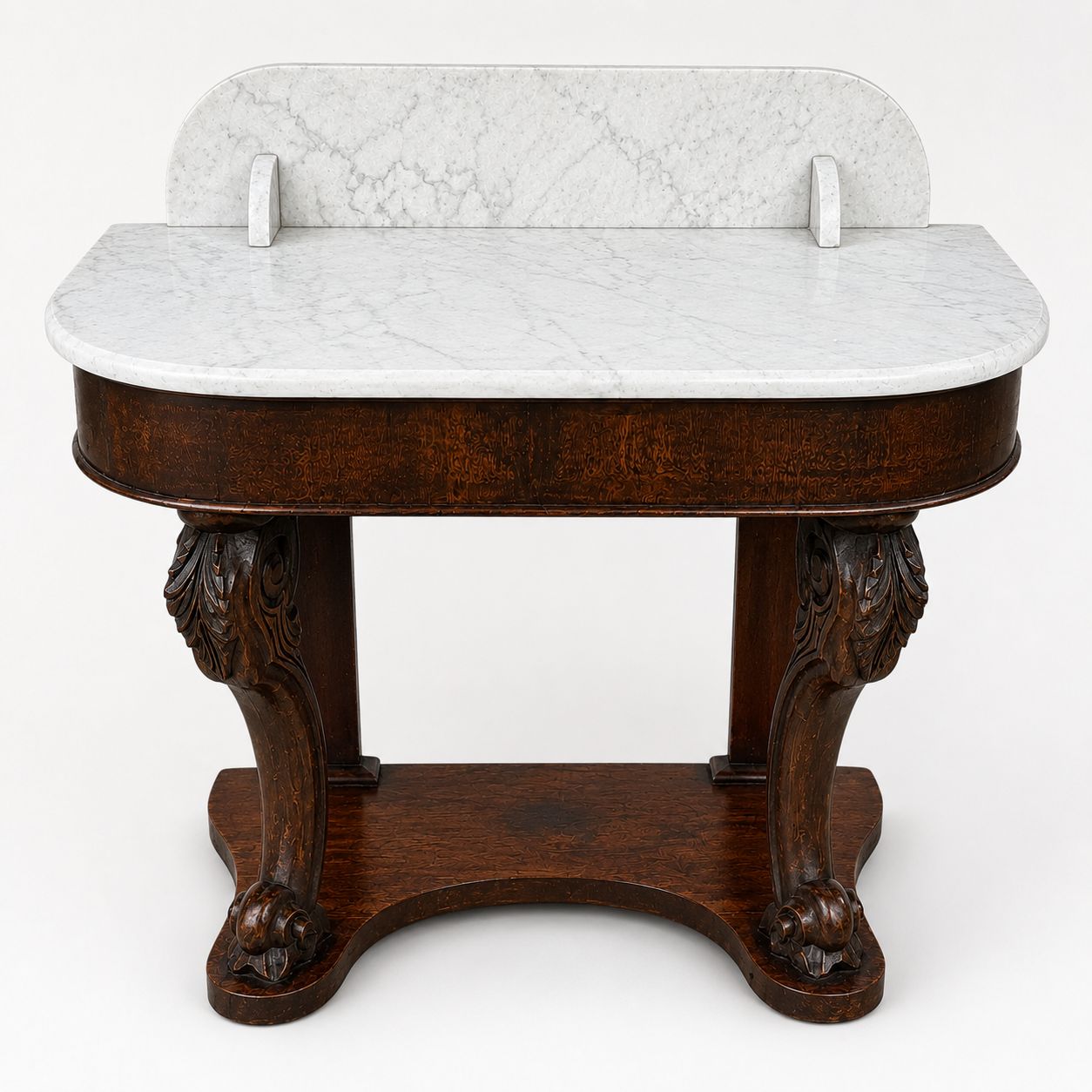 Antique Victorian Marble Top Console Table Carved Mahogany Washstand Victorian Hall Table Marble Side Table