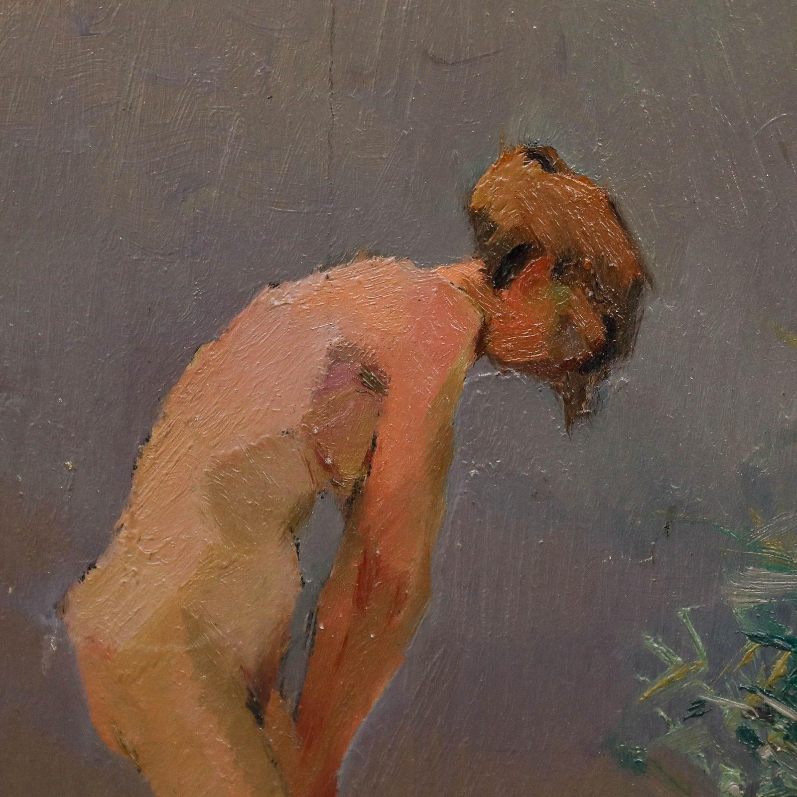 Hans Zank & Willi Gericke Early 20th Century Oil, Bathers At The Bank Edge photo vinterior