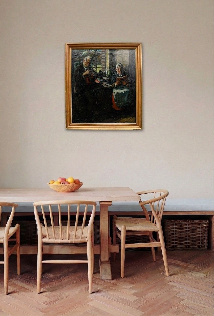 Willi Hans Burger Willing (1882 1969) Framed Oil, A Leisurely Afternoon photo for sale