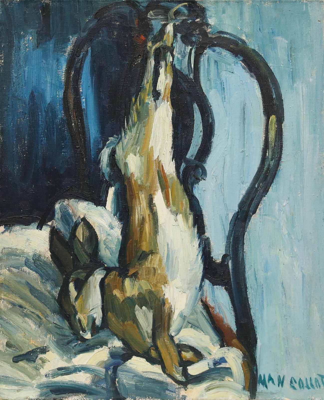 Man Collot (1903 1962) Mid 20th Century Oil, Still Life With Rabbit photo furniture