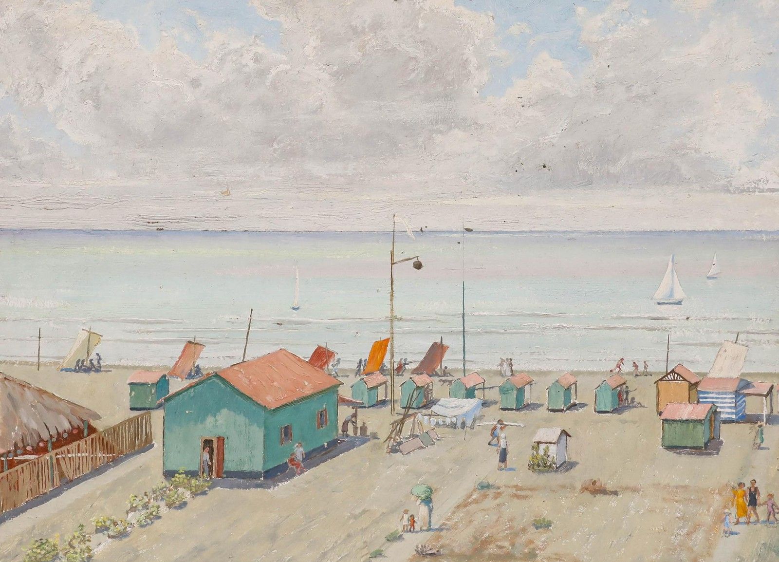 Attrib. Georges M. Baltus (1874 1967) Framed Oil, Early Morning At The Beach photo furniture