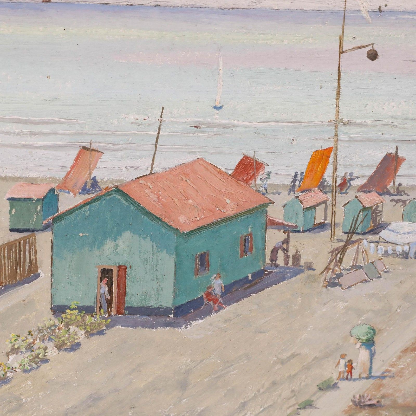 Attrib. Georges M. Baltus (1874 1967) Framed Oil, Early Morning At The Beach photo vinterior