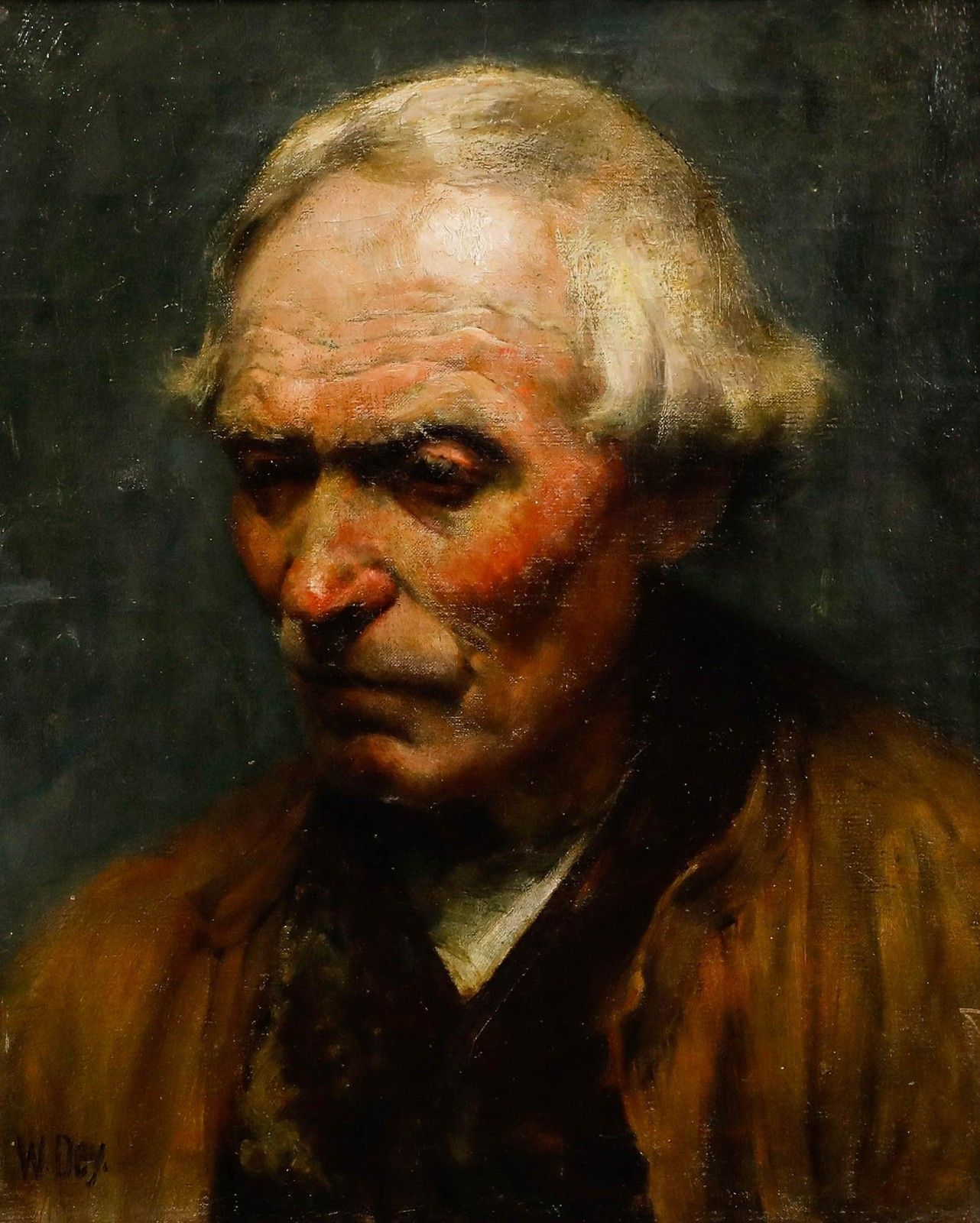 W. Dey Framed Early 20th Century Oil, Pensive Gentleman photo furniture