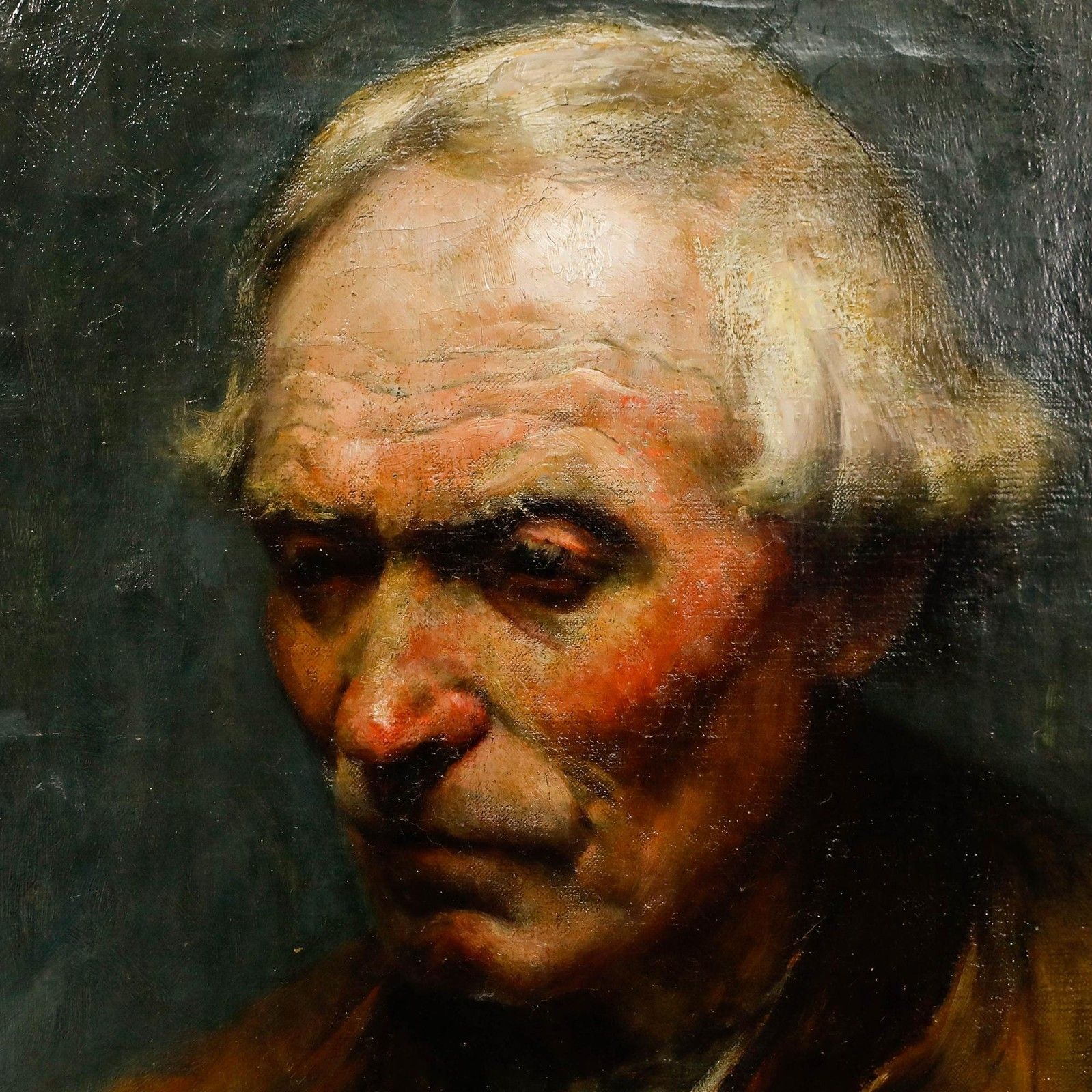 W. Dey Framed Early 20th Century Oil, Pensive Gentleman photo Art