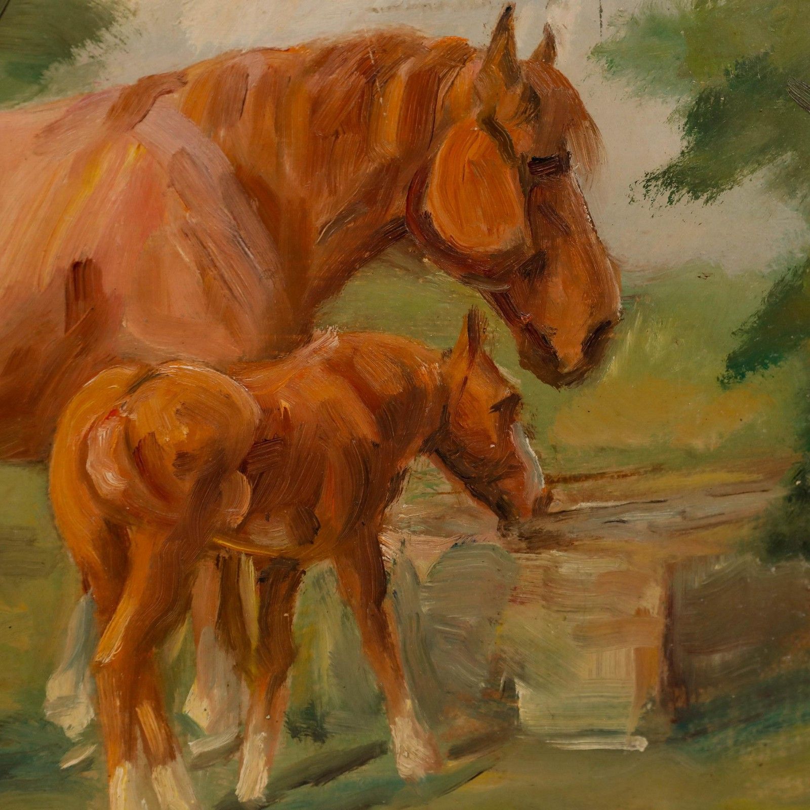 Kurt Glauber (1886 1963) Mid 20th Century Oil, Horses Watering photo 325.0