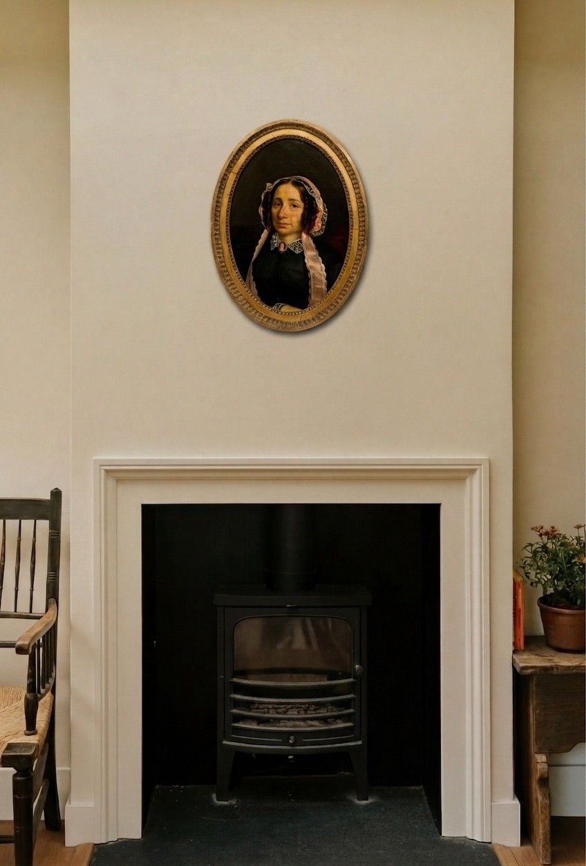 French School Mid 19th Century Oil Lady With Cameo photo for sale