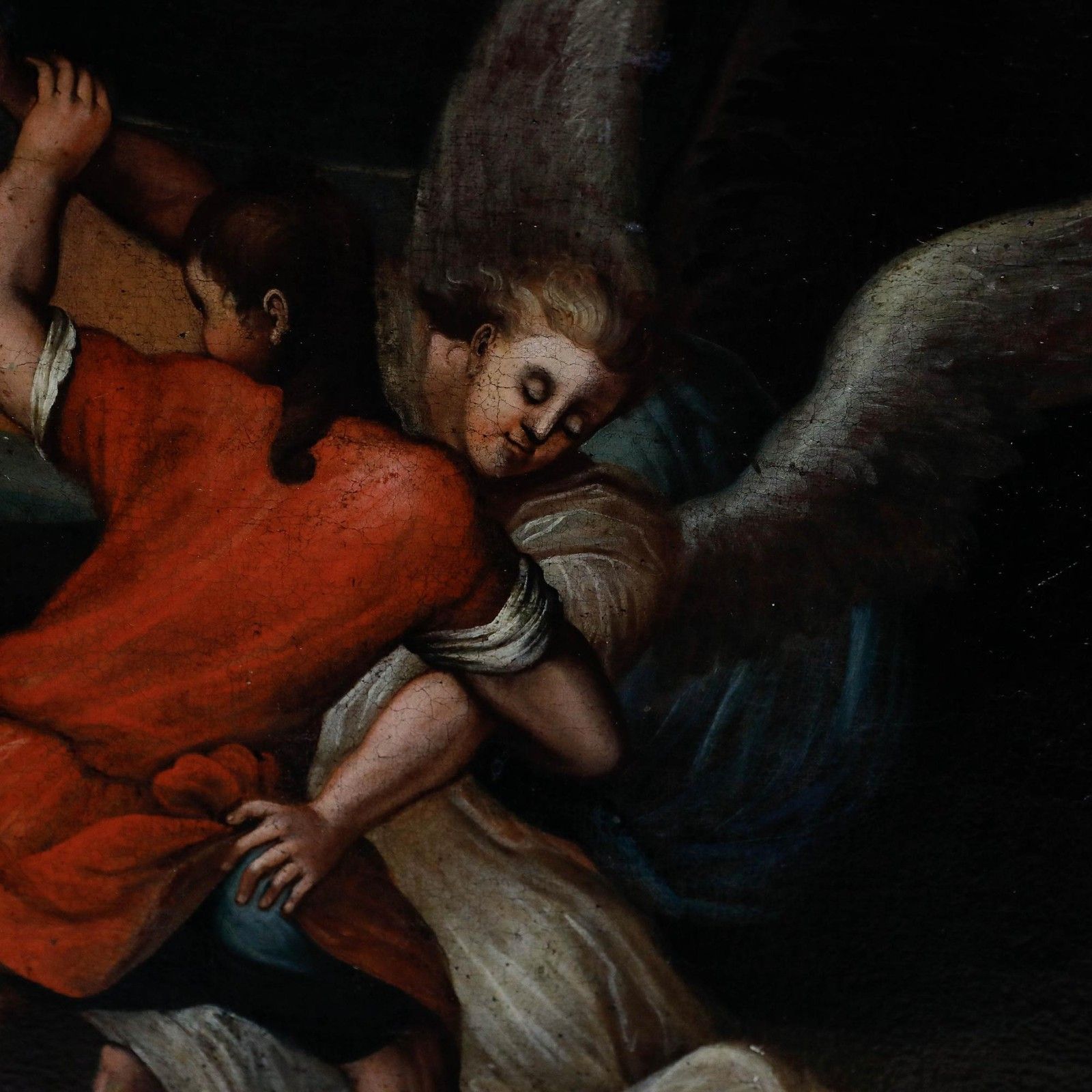Johann Glocker (1690 1763) 18th Century Oil, Jacob And The Angel photo vintage