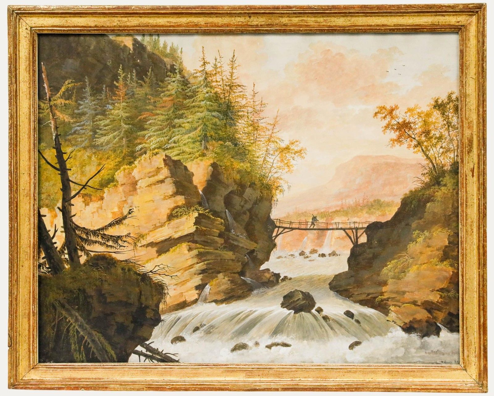 Willem Gerrit Van Ulsen (1762 1830) Watercolour, Crossing The Torrent