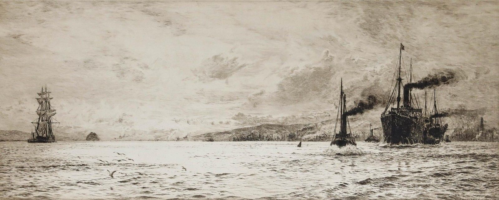 William Lionel Wyllie (1851 1931) 1913 Etching, Dumbarton Rock photo furniture