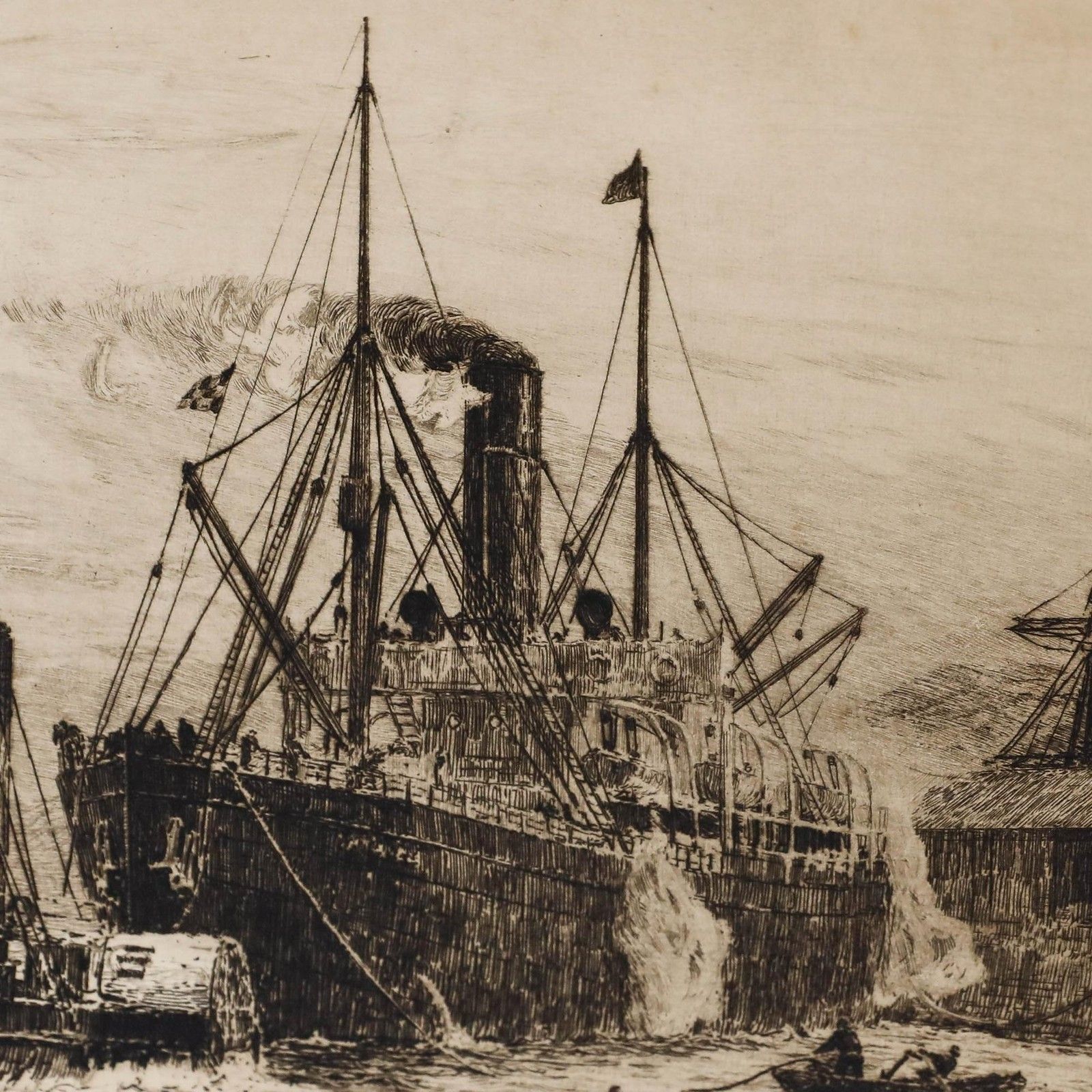 William Lionel Wyllie (1851 1931) 1913 Etching, On The Clyde At Govan photo for sale