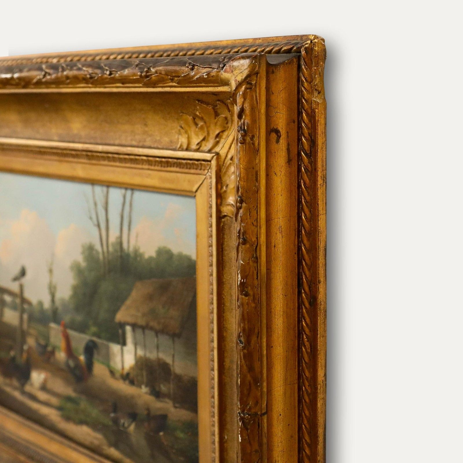 Frans Van Leemputten (1850 1914) Framed Oil, Poultry In A Farmyard photo vinterior