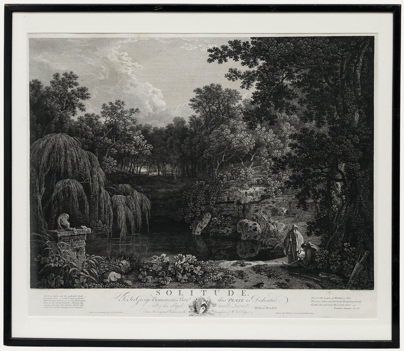 W. Woollett And W. Ellis After R. Wilson 1778 Engraving, Solitude