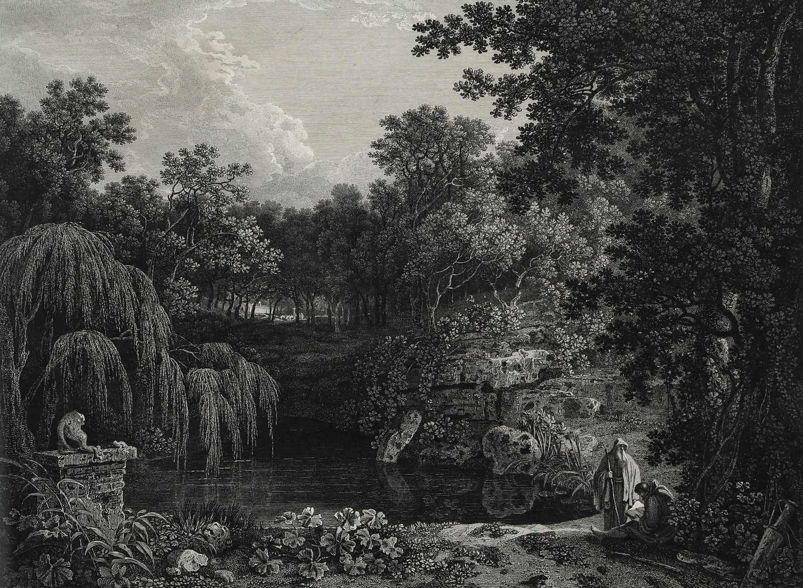 W. Woollett And W. Ellis After R. Wilson 1778 Engraving, Solitude photo furniture
