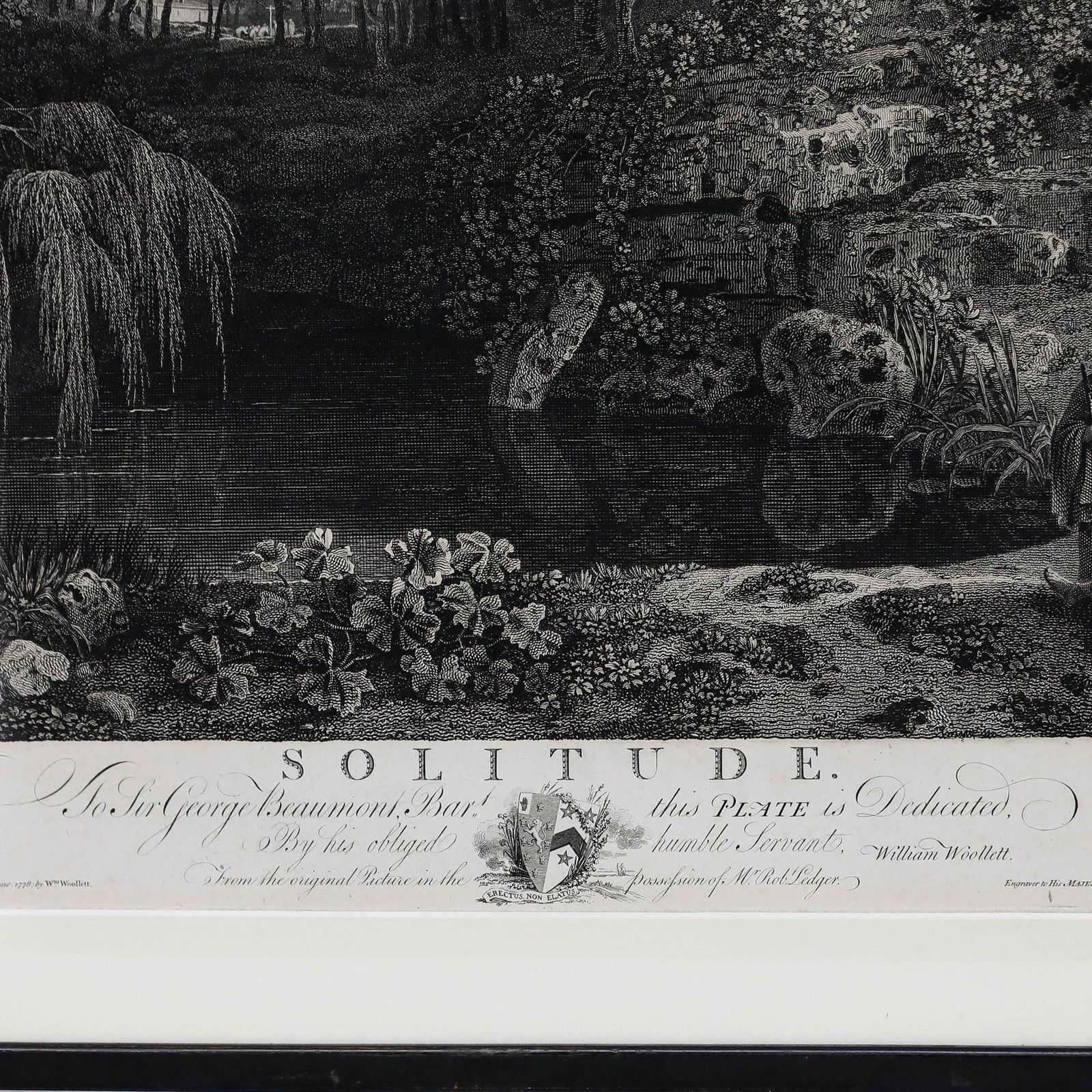 W. Woollett And W. Ellis After R. Wilson 1778 Engraving, Solitude photo vintage