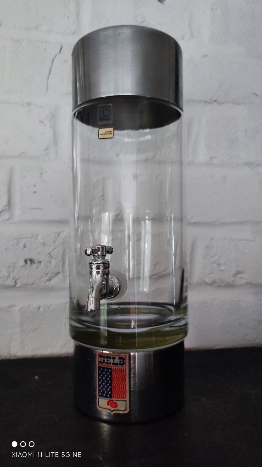 Franse Hedendaagse Absintfontein van Gelb Paris in Verzilverd Metaal & Geblazen Glas, Mid-Century Modern Barware photo vintage