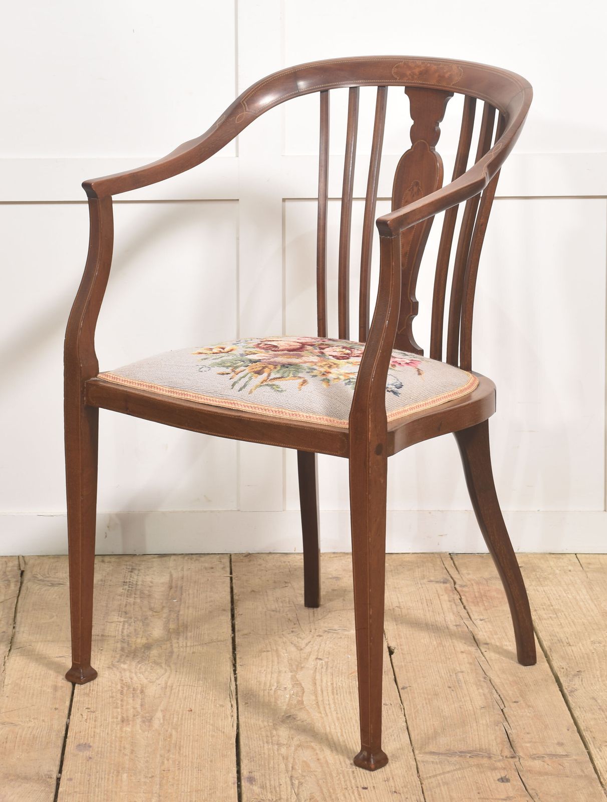 Mahogany And Satinwood Inlaid Occasional Chair photo for sale