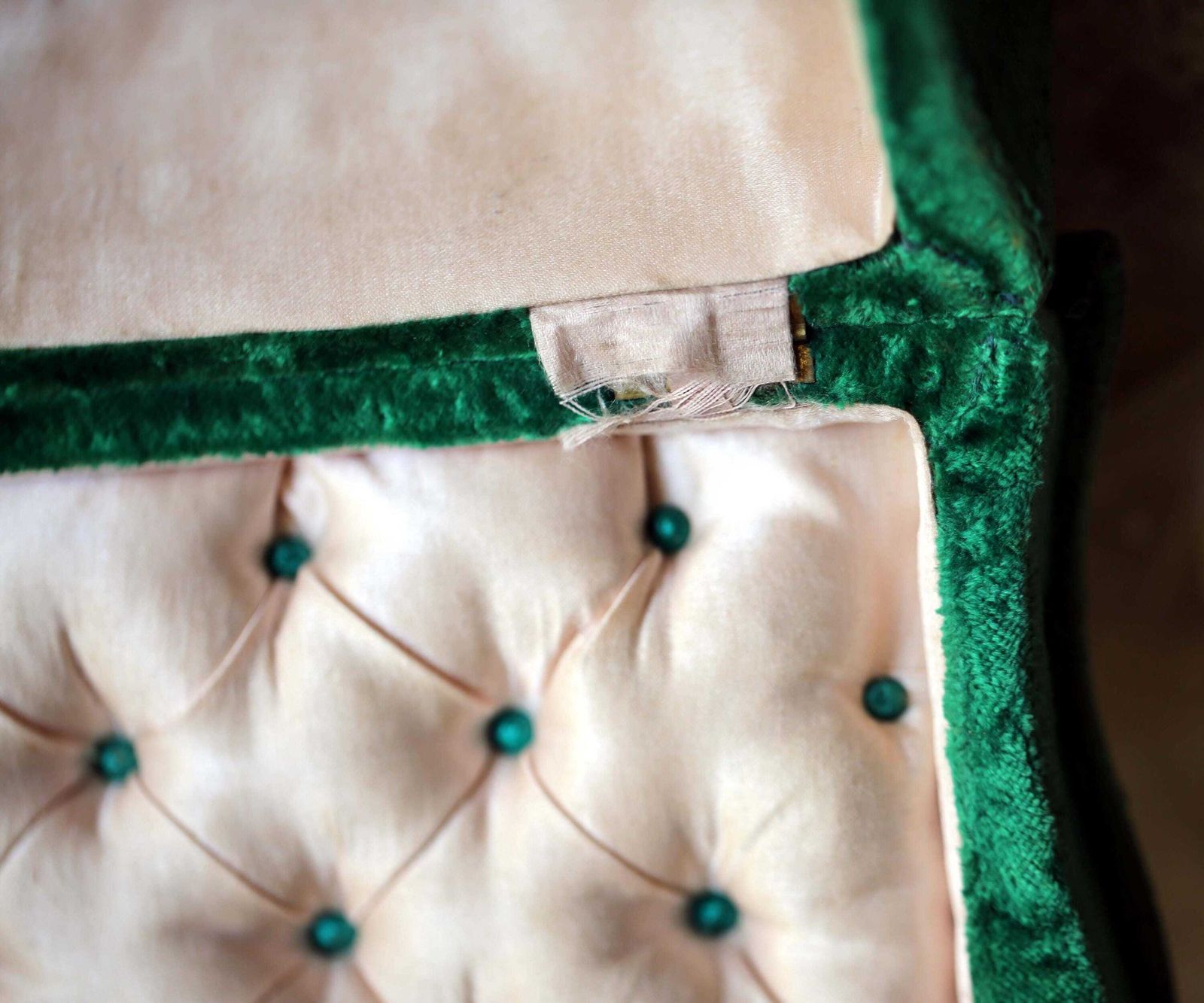 340.0 Antique French Green Velvet Jewellery Box Rococo Trinket Casket photo
