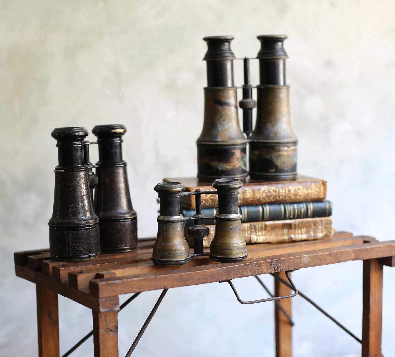 Collection Of Wwi Antique French Binoculars Old Military Brass 3 Pairs Of Field Glasses photo Home Decor