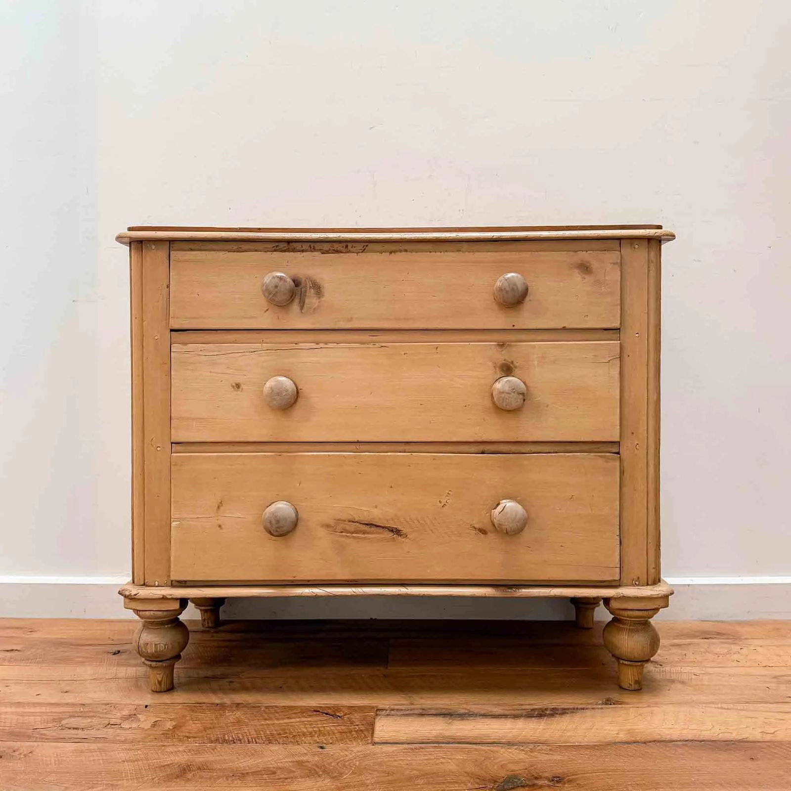 Antique Pine Chest Of Drawers With Rounded Corners