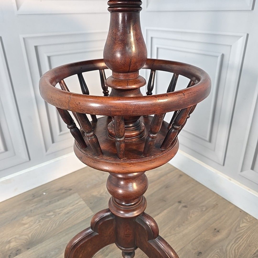 Antique Victorian Occasional Table Round Torchere Plant Stand Wine Lamp Wooden photo vintage