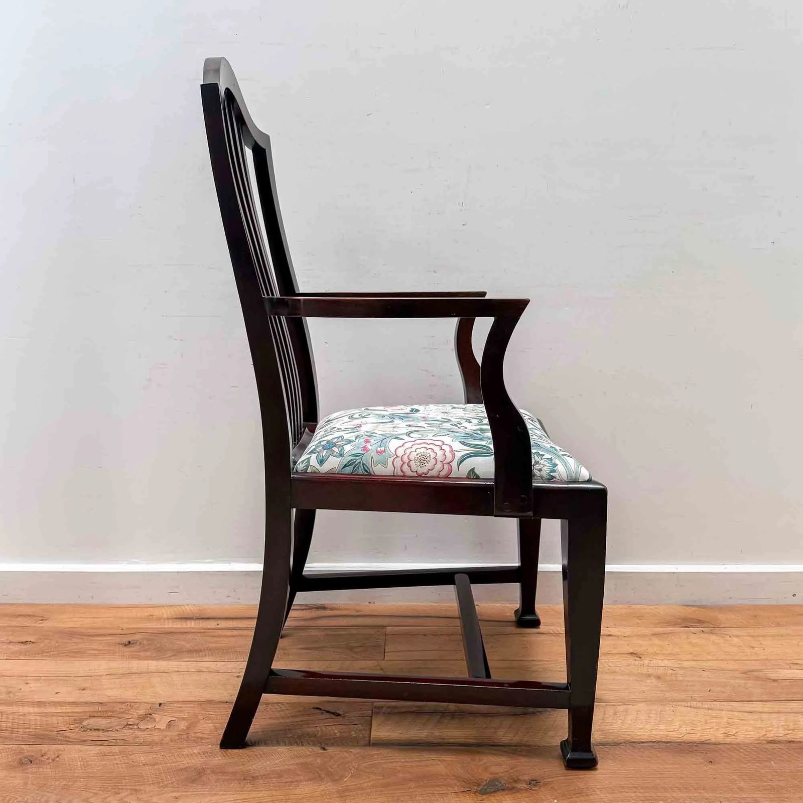 Antique Mahogany Elbow Chair With William Morris 'Wilhelmina' Seat photo 195.0