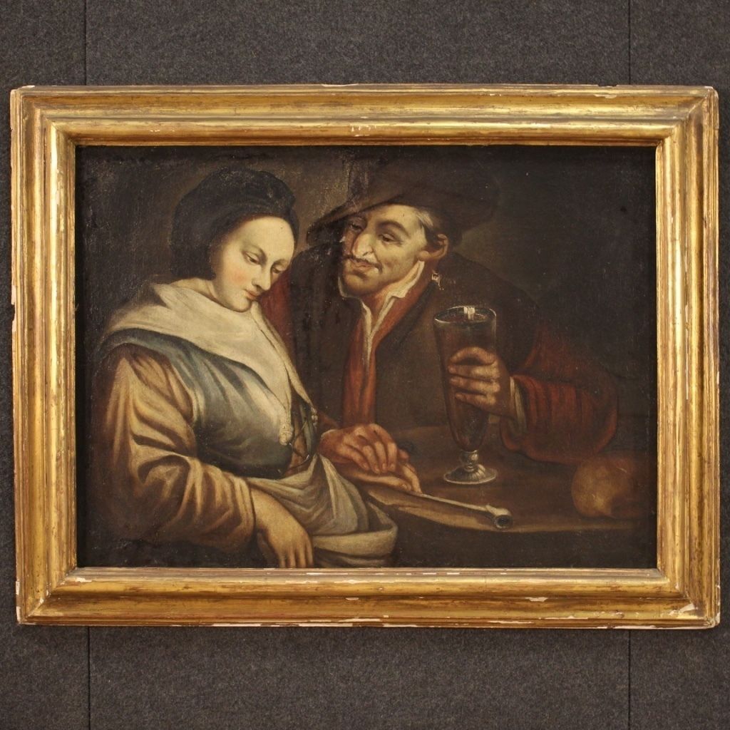 Antique Painting Oil On Canvas From The 18th Century