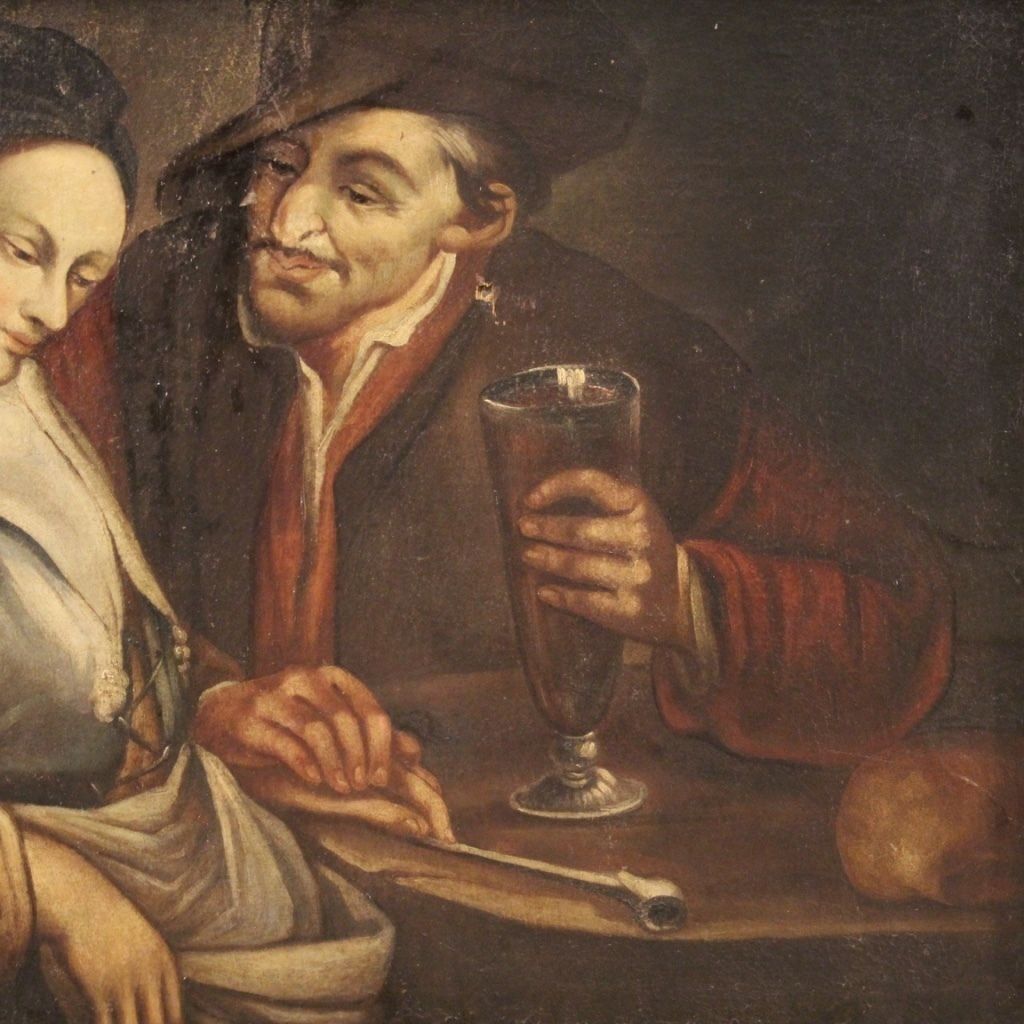 Antiek olieverfschilderij op doek, 18e eeuw photo Kunst
