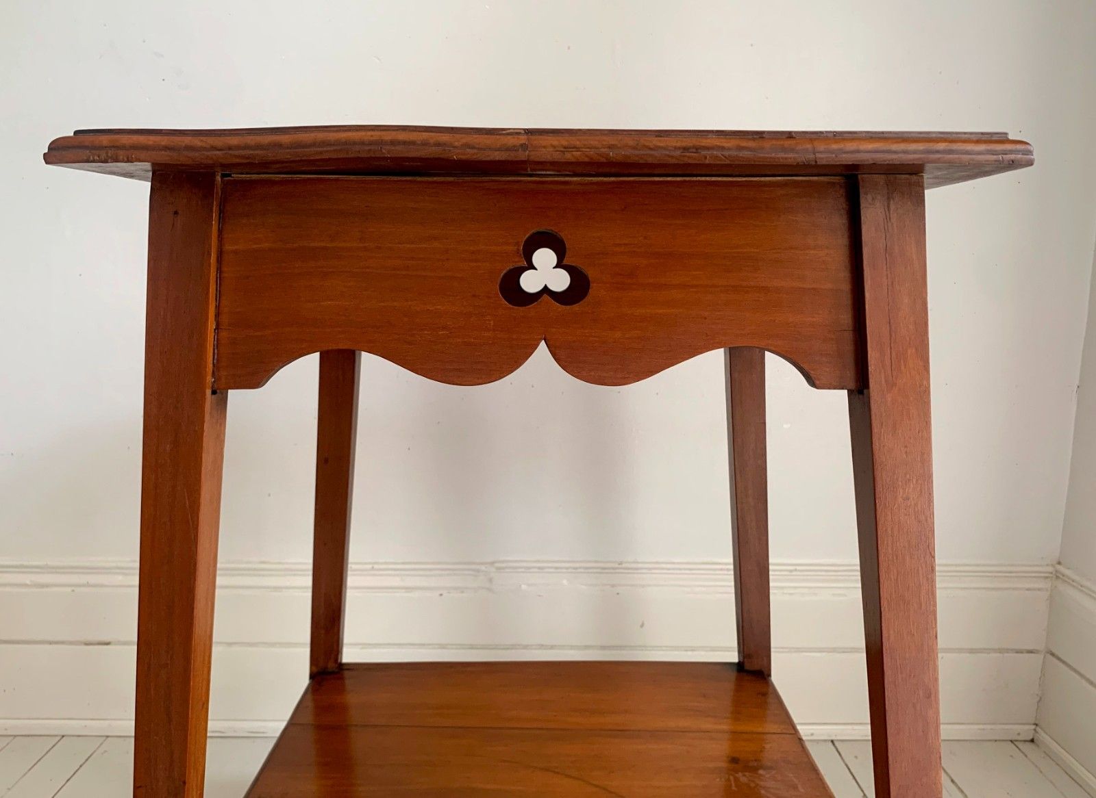 photo buy Antique Arts & Craft Carved Oak Two Tier Large Side Table