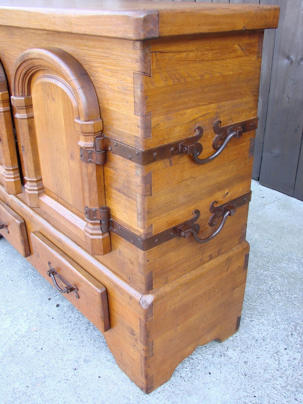 photo for sale Rustic Oak Chest Of Drawers From The 1950s | Solid Wood | Hand Forged Fittings | Sturdy