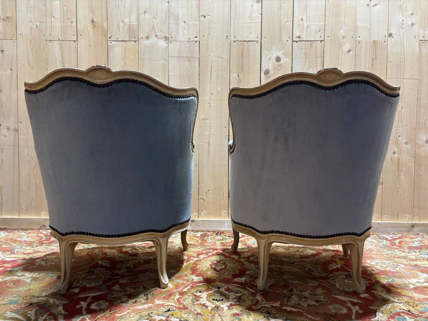 Pair Of Blue Bergères In Louis XV Style photo vinterior