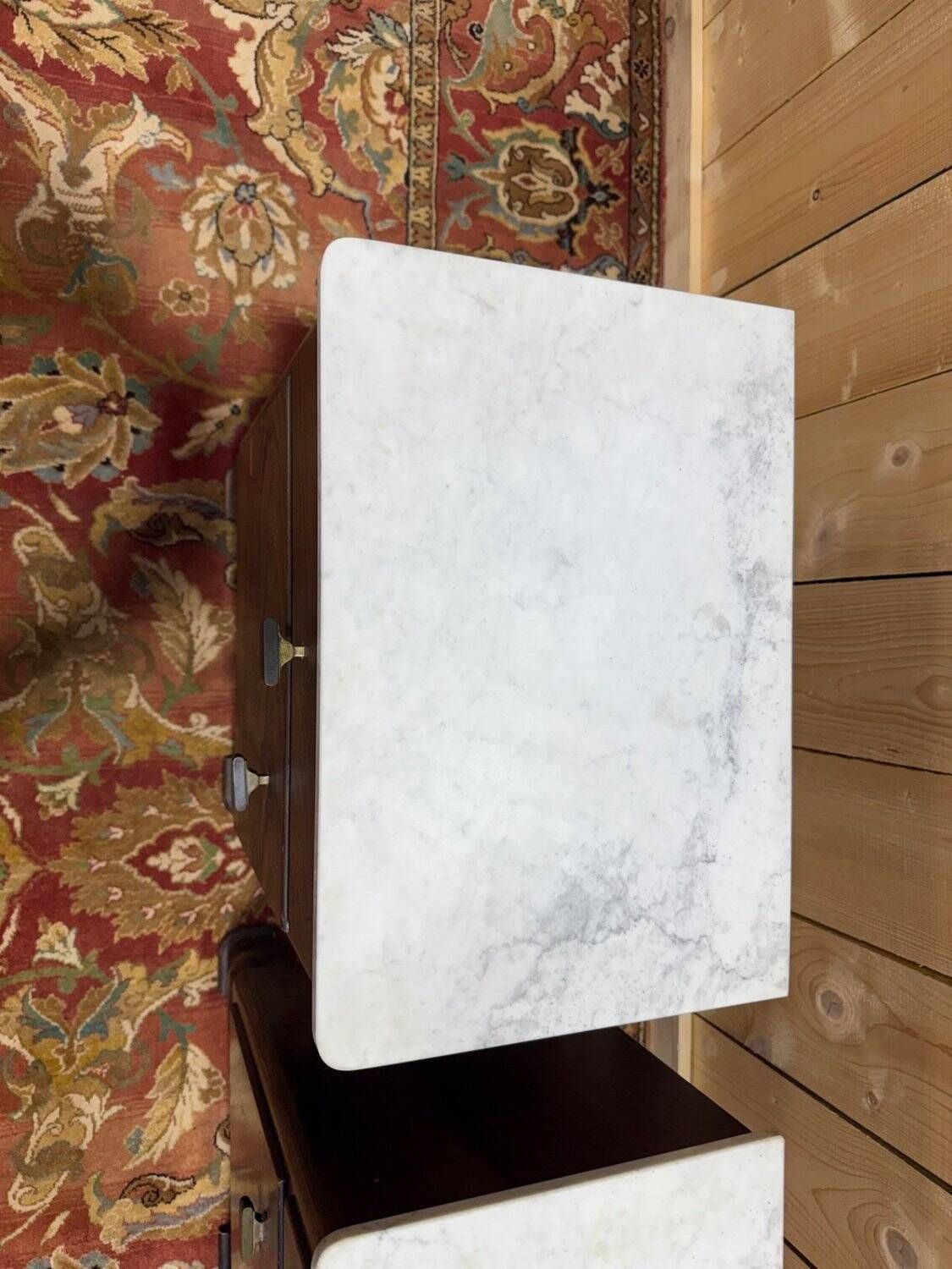 Art Deco Bedside Tables – Rosewood, Carrara Marble & Brass – Year photo 650.0