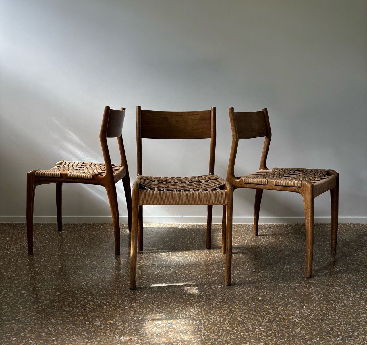 Mid Century Modern Dining Chairs, Italy, 1950s, Set Of 3 photo for sale