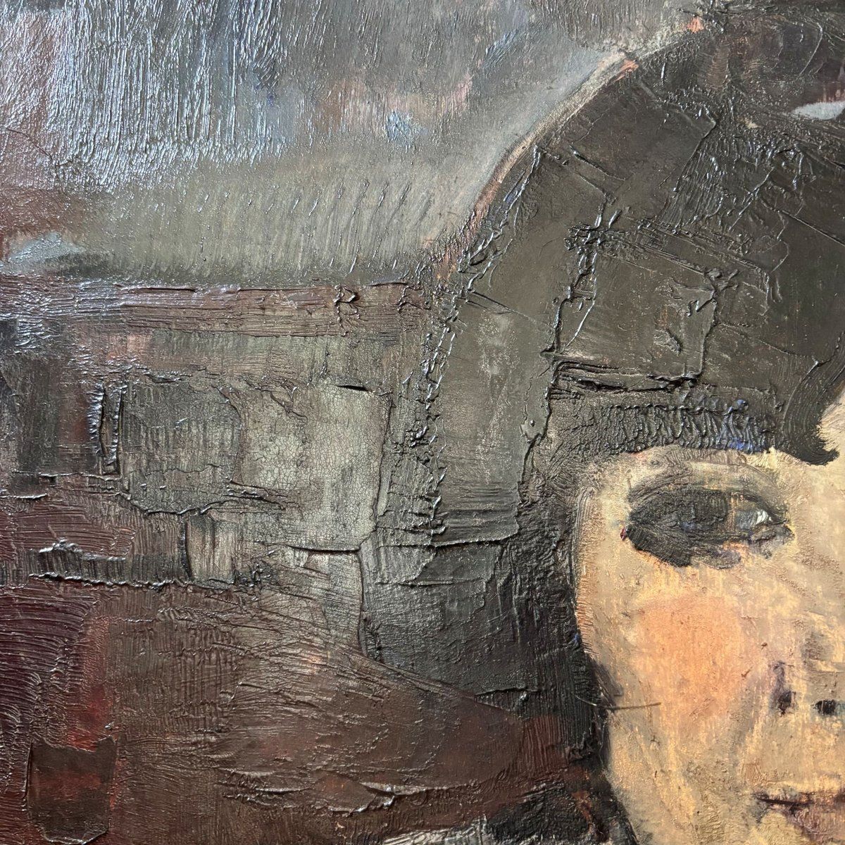 Arnout Colnot, Portrait Of A Woman, Verso: Resting Boys, Oil On Board, 1960s, Framed photo buy
